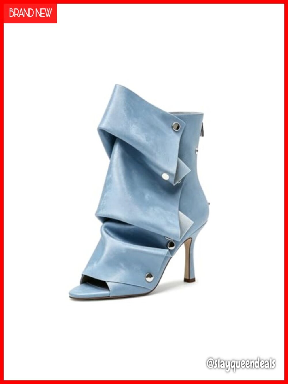 Winforea Women's Slouchy Foldover Stiletto Heeled Ankle Booties Peep Toe